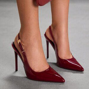 Women's Burgundy Stiletto Pointed Toe High Heel Pumps